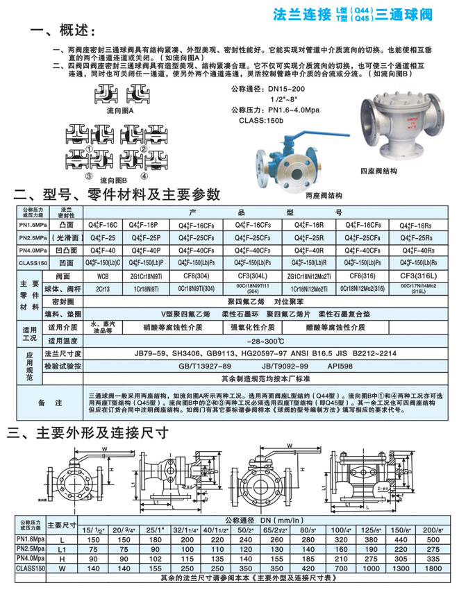 法兰连接三通球阀