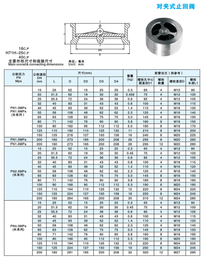 对夹式止回阀