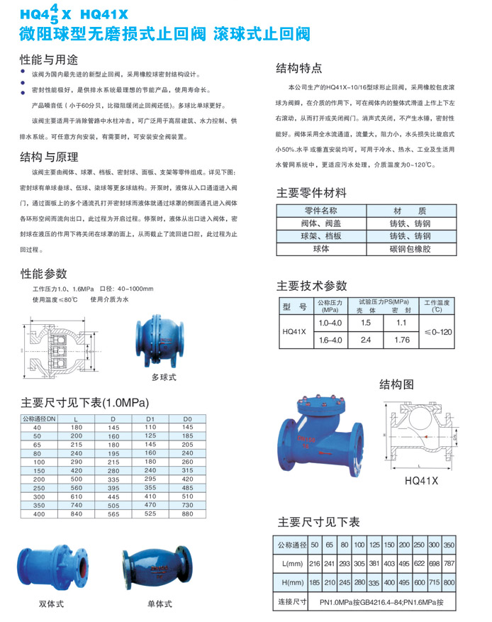 微阻球型无磨损式止回阀滚球式止回阀