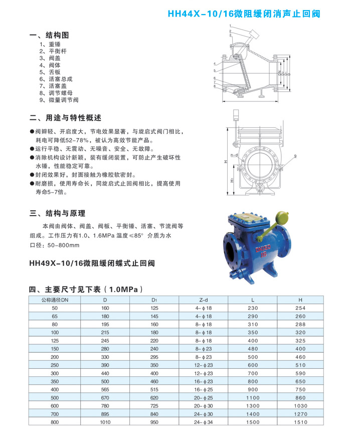 HH44X-10/16微阻缓闭消声止回阀